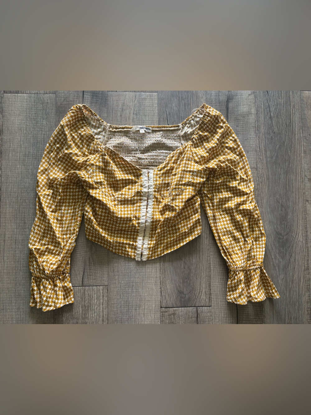 Rewind Yellow and White Smocked Top
